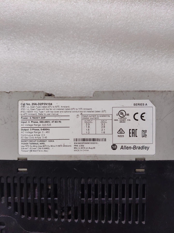 ALLEN BRADLEY 1HP 0.75KW 25A-D2P3N104 TESTED OK